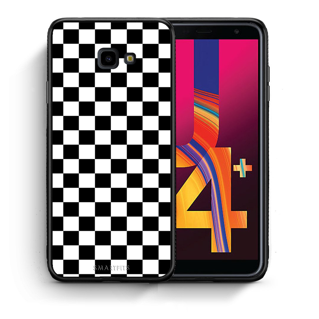 Θήκη Samsung J4 Plus Squares Geometric από τη Smartfits με σχέδιο στο πίσω μέρος και μαύρο περίβλημα | Samsung J4 Plus Squares Geometric case with colorful back and black bezels