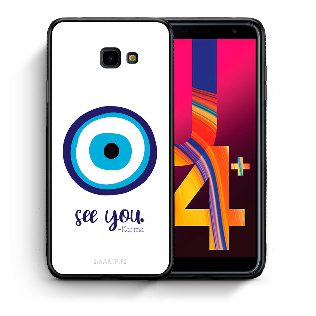 Θήκη Samsung J4 Plus Karma Says από τη Smartfits με σχέδιο στο πίσω μέρος και μαύρο περίβλημα | Samsung J4 Plus Karma Says case with colorful back and black bezels