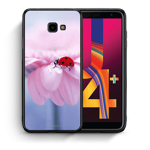 Θήκη Samsung J4 Plus Ladybug Flower από τη Smartfits με σχέδιο στο πίσω μέρος και μαύρο περίβλημα | Samsung J4 Plus Ladybug Flower case with colorful back and black bezels