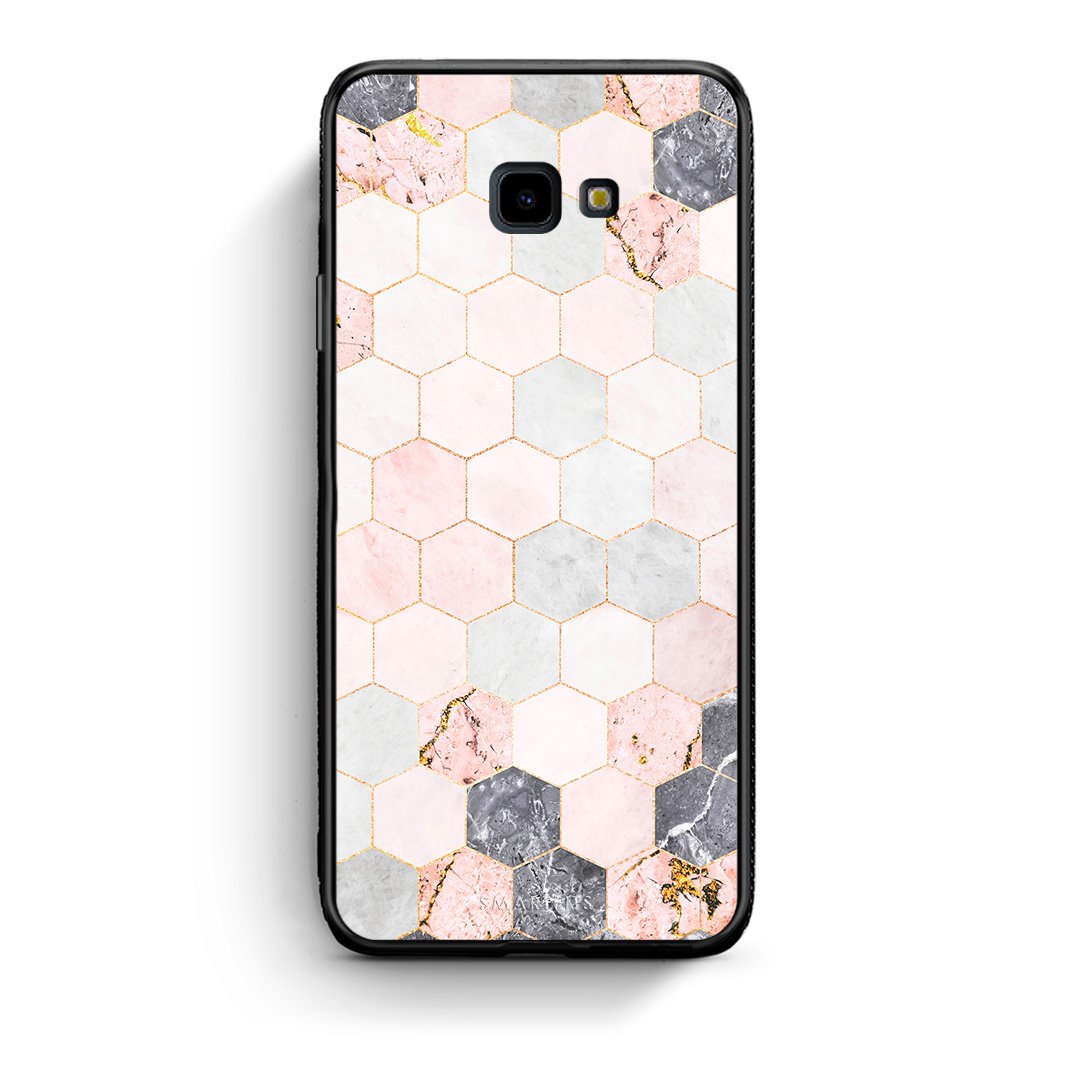 4 - Samsung J4 Plus Hexagon Pink Marble case, cover, bumper