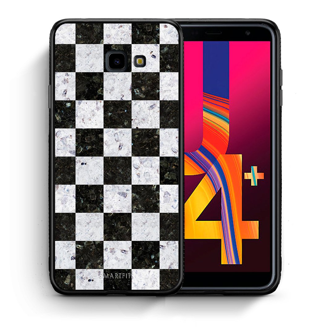 Θήκη Samsung J4 Plus Square Geometric Marble από τη Smartfits με σχέδιο στο πίσω μέρος και μαύρο περίβλημα | Samsung J4 Plus Square Geometric Marble case with colorful back and black bezels