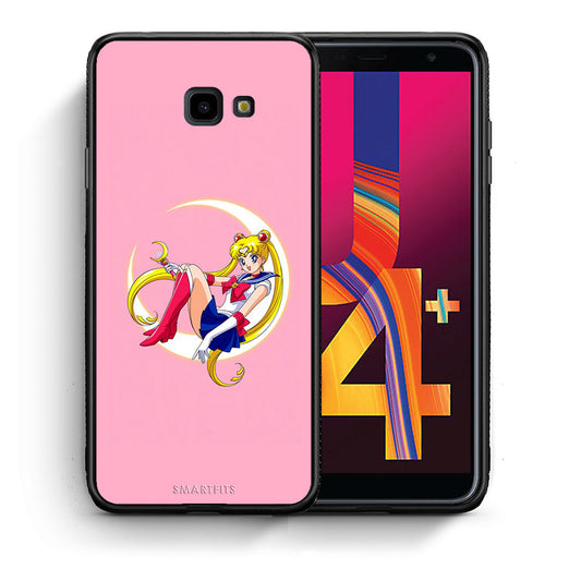 Θήκη Samsung J4 Plus Moon Girl από τη Smartfits με σχέδιο στο πίσω μέρος και μαύρο περίβλημα | Samsung J4 Plus Moon Girl case with colorful back and black bezels