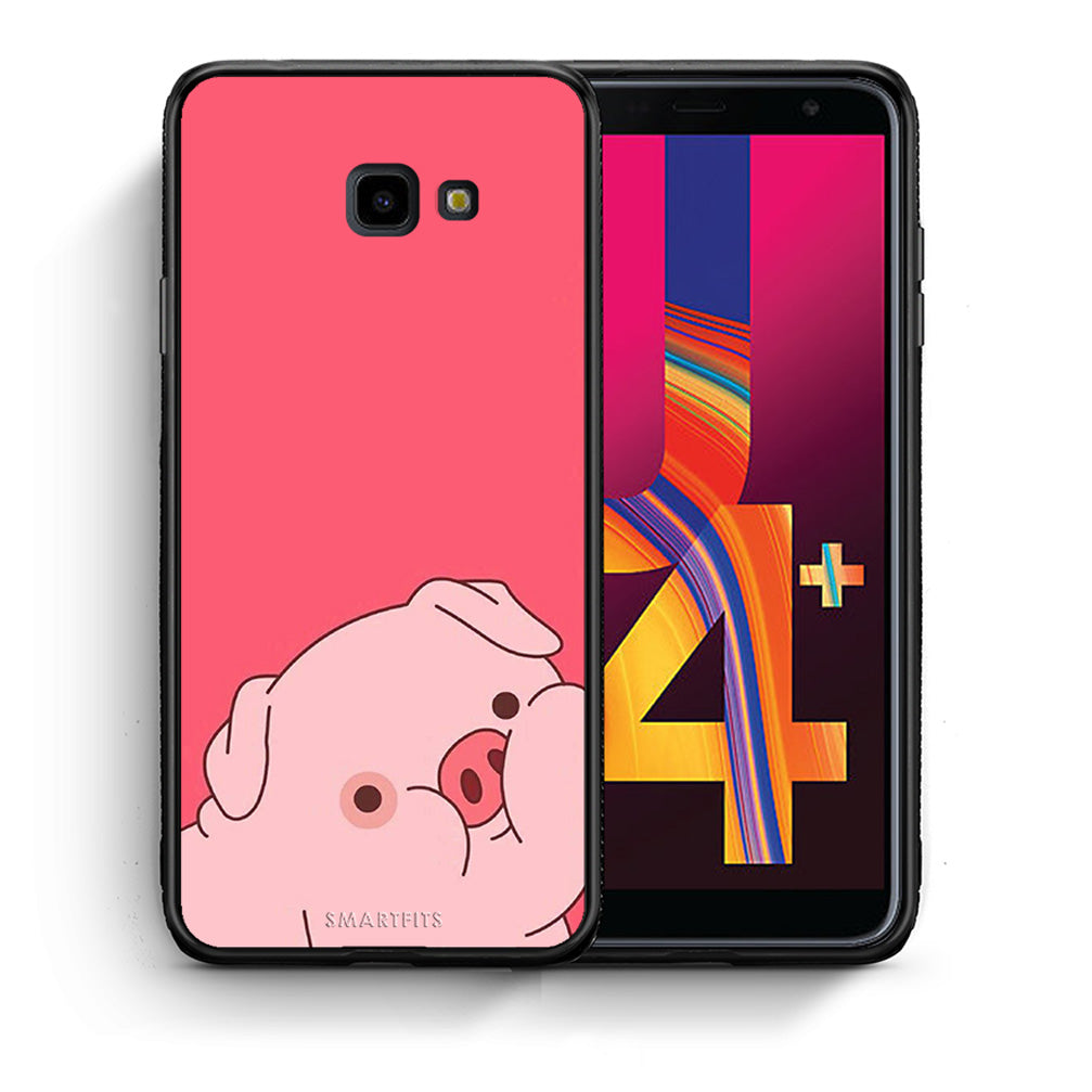 Θήκη Αγίου Βαλεντίνου Samsung J4 Plus Pig Love 1 από τη Smartfits με σχέδιο στο πίσω μέρος και μαύρο περίβλημα | Samsung J4 Plus Pig Love 1 case with colorful back and black bezels