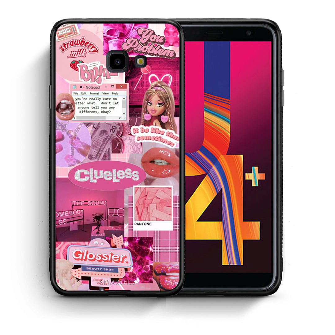 Θήκη Αγίου Βαλεντίνου Samsung J4 Plus Pink Love από τη Smartfits με σχέδιο στο πίσω μέρος και μαύρο περίβλημα | Samsung J4 Plus Pink Love case with colorful back and black bezels
