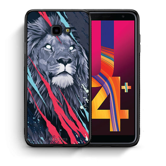 Θήκη Samsung J4 Plus Lion Designer PopArt από τη Smartfits με σχέδιο στο πίσω μέρος και μαύρο περίβλημα | Samsung J4 Plus Lion Designer PopArt case with colorful back and black bezels