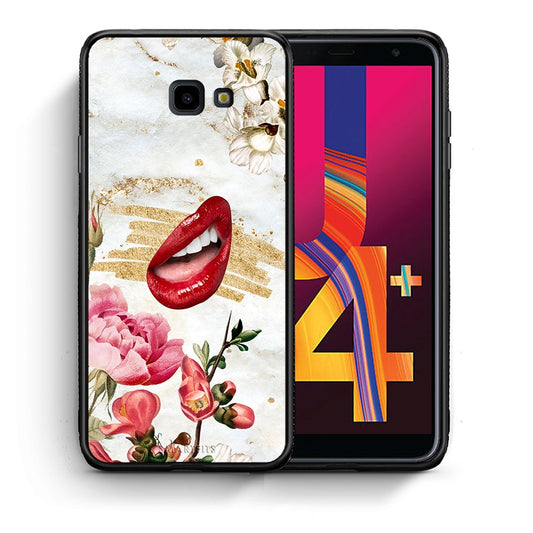 Θήκη Samsung J4 Plus Red Lips από τη Smartfits με σχέδιο στο πίσω μέρος και μαύρο περίβλημα | Samsung J4 Plus Red Lips case with colorful back and black bezels