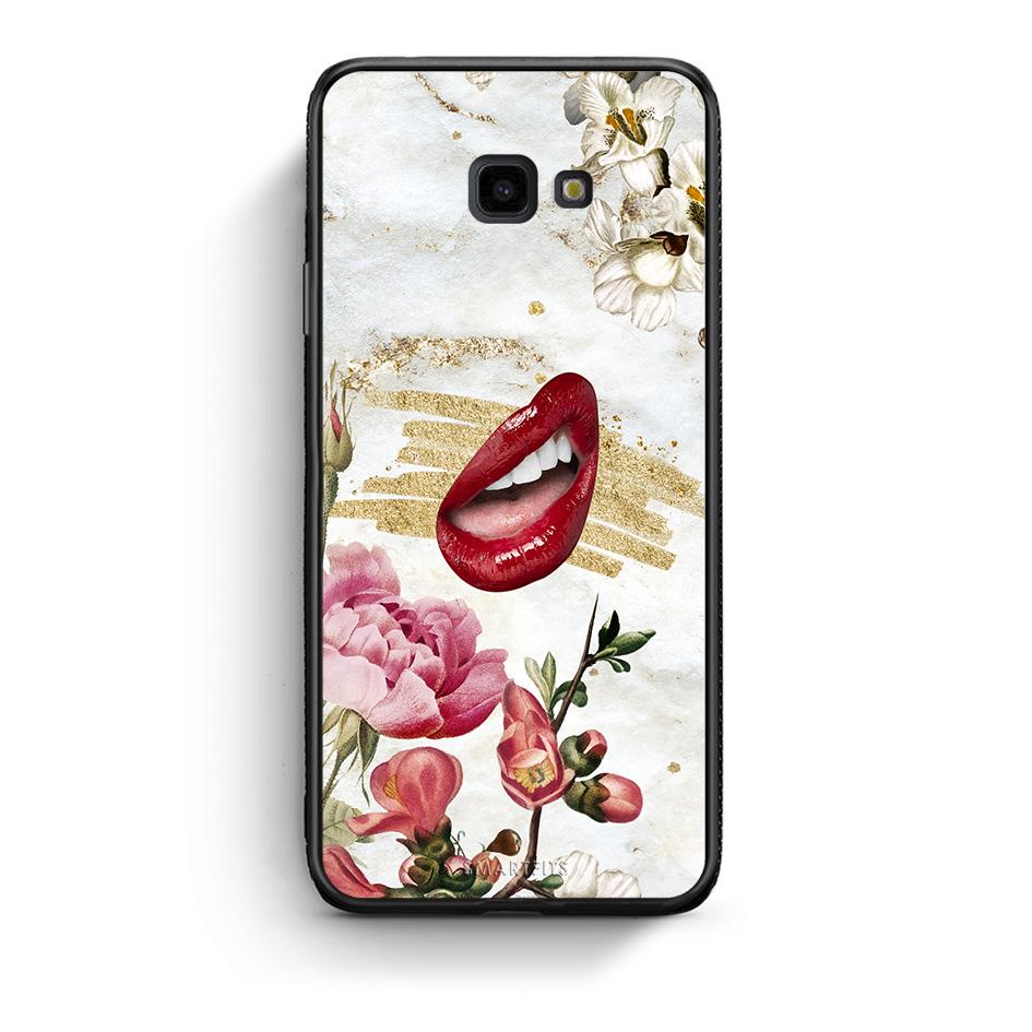 Samsung J4 Plus Red Lips θήκη από τη Smartfits με σχέδιο στο πίσω μέρος και μαύρο περίβλημα | Smartphone case with colorful back and black bezels by Smartfits