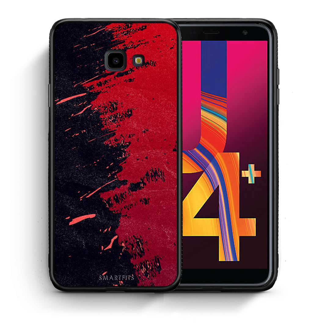 Θήκη Αγίου Βαλεντίνου Samsung J4 Plus Red Paint από τη Smartfits με σχέδιο στο πίσω μέρος και μαύρο περίβλημα | Samsung J4 Plus Red Paint case with colorful back and black bezels