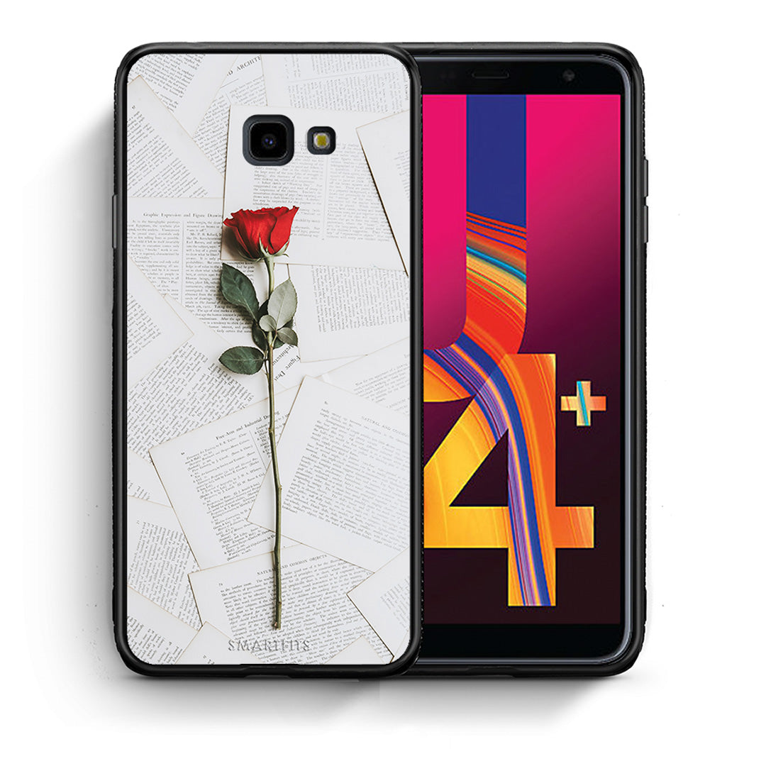 Θήκη Samsung J4 Plus Red Rose από τη Smartfits με σχέδιο στο πίσω μέρος και μαύρο περίβλημα | Samsung J4 Plus Red Rose case with colorful back and black bezels