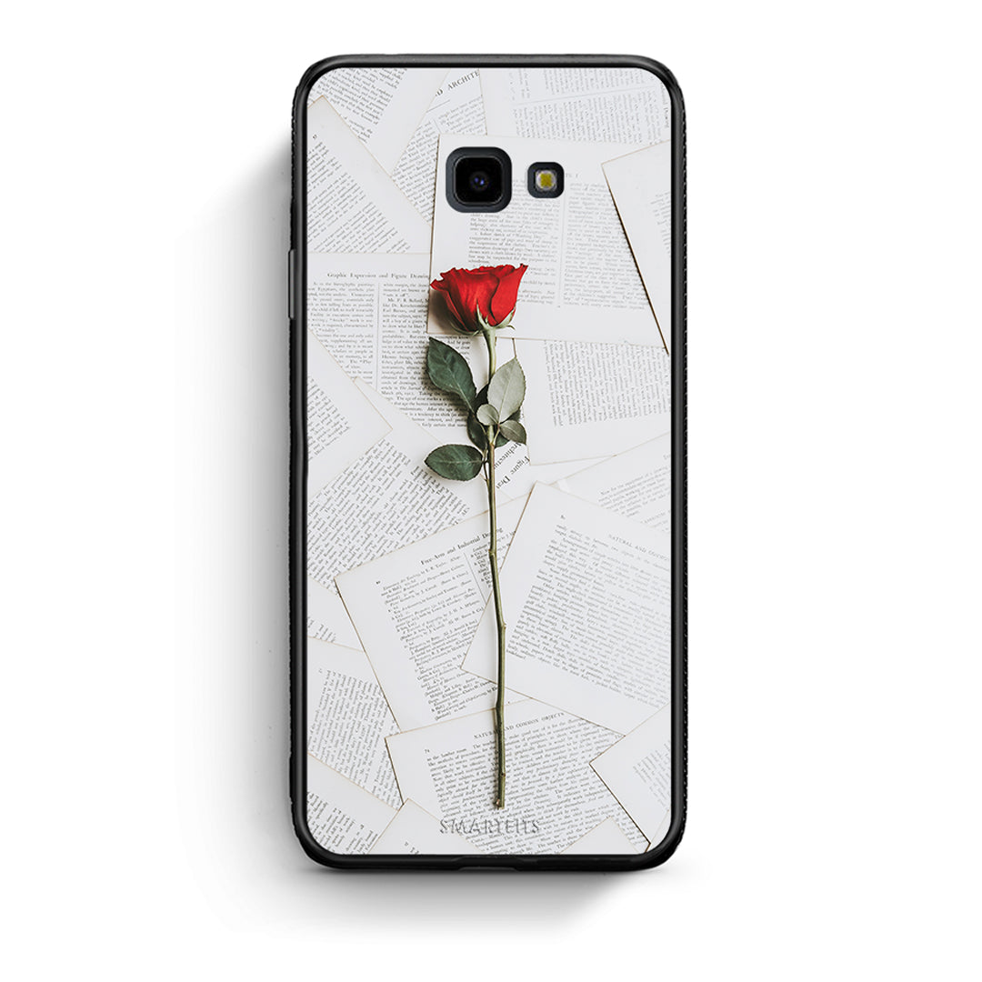Samsung J4 Plus Red Rose θήκη από τη Smartfits με σχέδιο στο πίσω μέρος και μαύρο περίβλημα | Smartphone case with colorful back and black bezels by Smartfits