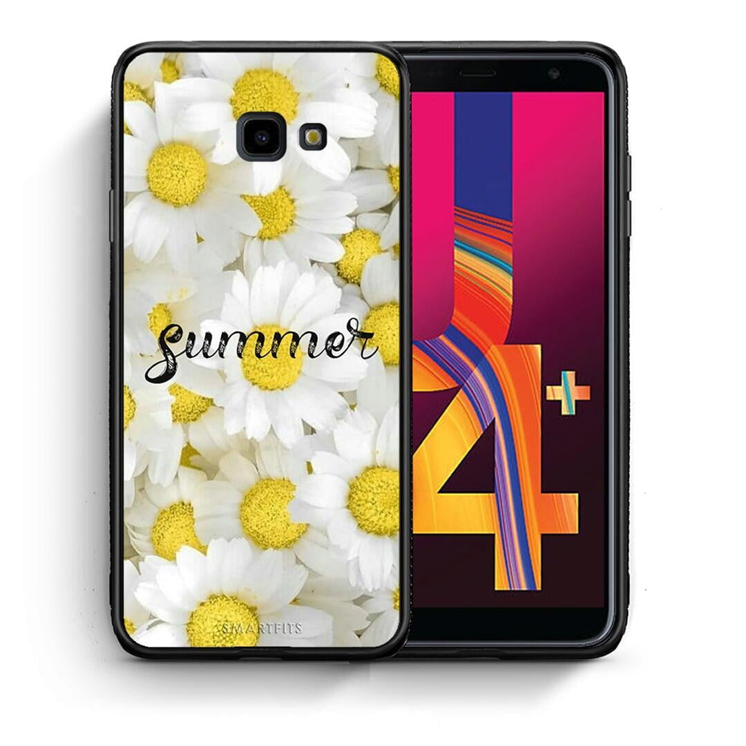Θήκη Samsung J4 Plus Summer Daisies από τη Smartfits με σχέδιο στο πίσω μέρος και μαύρο περίβλημα | Samsung J4 Plus Summer Daisies case with colorful back and black bezels