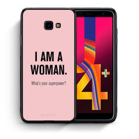Thumbnail for Θήκη Samsung J4 Plus Superpower Woman από τη Smartfits με σχέδιο στο πίσω μέρος και μαύρο περίβλημα | Samsung J4 Plus Superpower Woman case with colorful back and black bezels