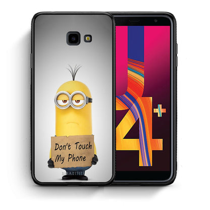 Θήκη Samsung J4 Plus Minion Text από τη Smartfits με σχέδιο στο πίσω μέρος και μαύρο περίβλημα | Samsung J4 Plus Minion Text case with colorful back and black bezels