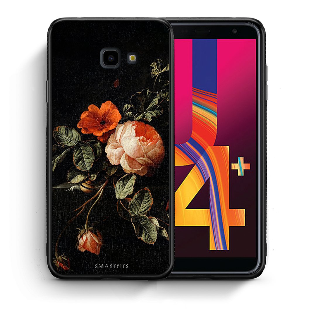 Θήκη Samsung J4 Plus Vintage Roses από τη Smartfits με σχέδιο στο πίσω μέρος και μαύρο περίβλημα | Samsung J4 Plus Vintage Roses case with colorful back and black bezels