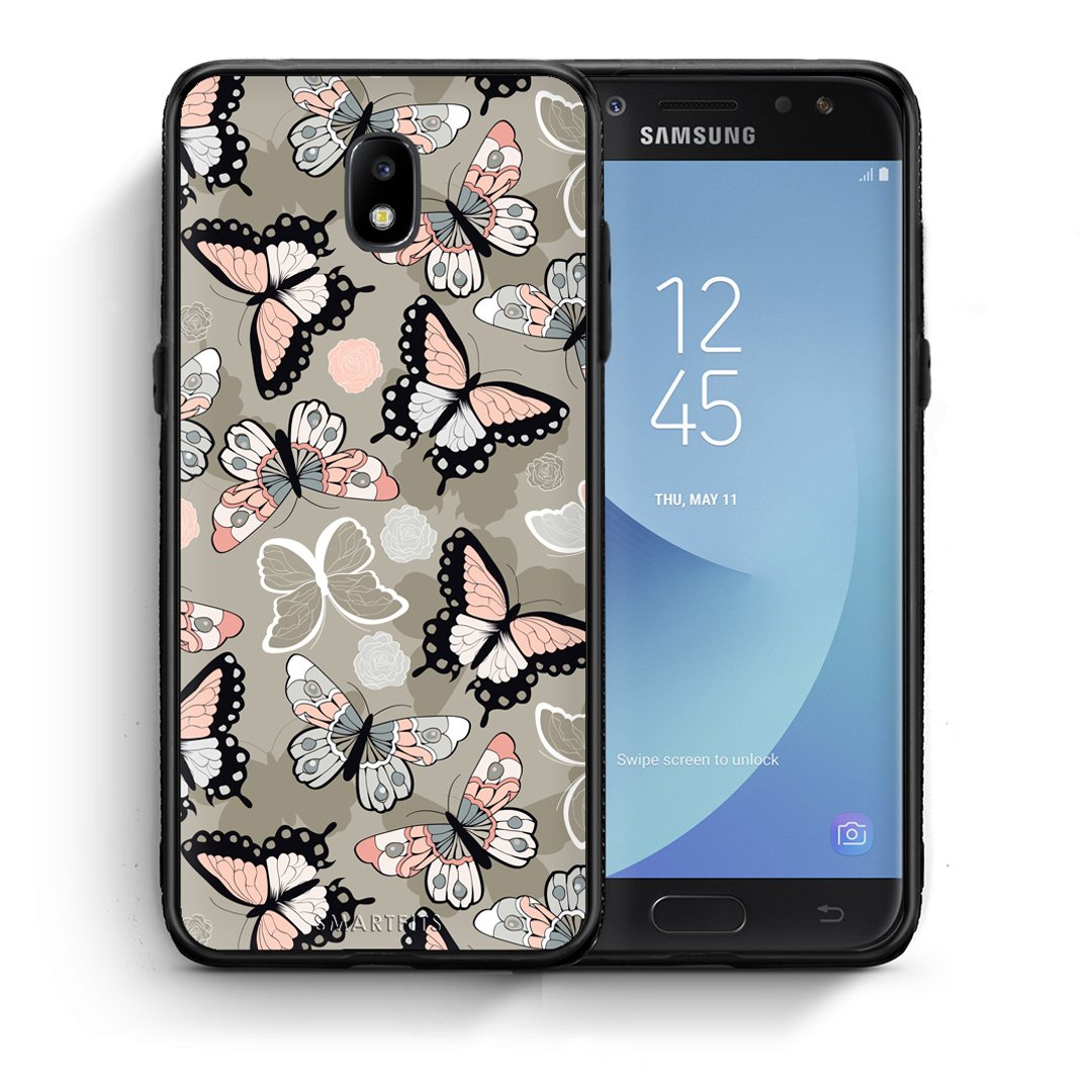 Θήκη Samsung J5 2017 Butterflies Boho από τη Smartfits με σχέδιο στο πίσω μέρος και μαύρο περίβλημα | Samsung J5 2017 Butterflies Boho case with colorful back and black bezels