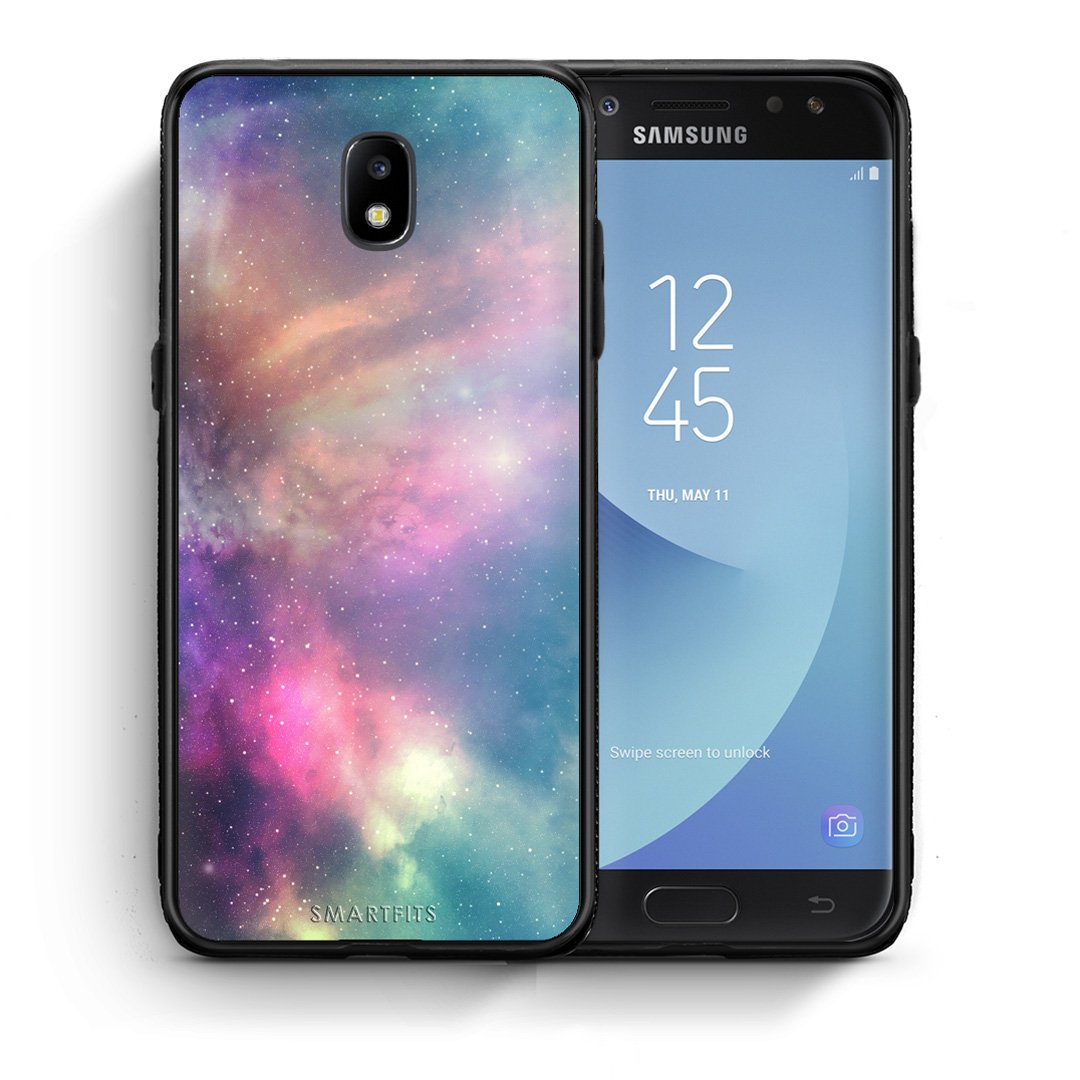 Θήκη Samsung J5 2017 Rainbow Galaxy από τη Smartfits με σχέδιο στο πίσω μέρος και μαύρο περίβλημα | Samsung J5 2017 Rainbow Galaxy case with colorful back and black bezels