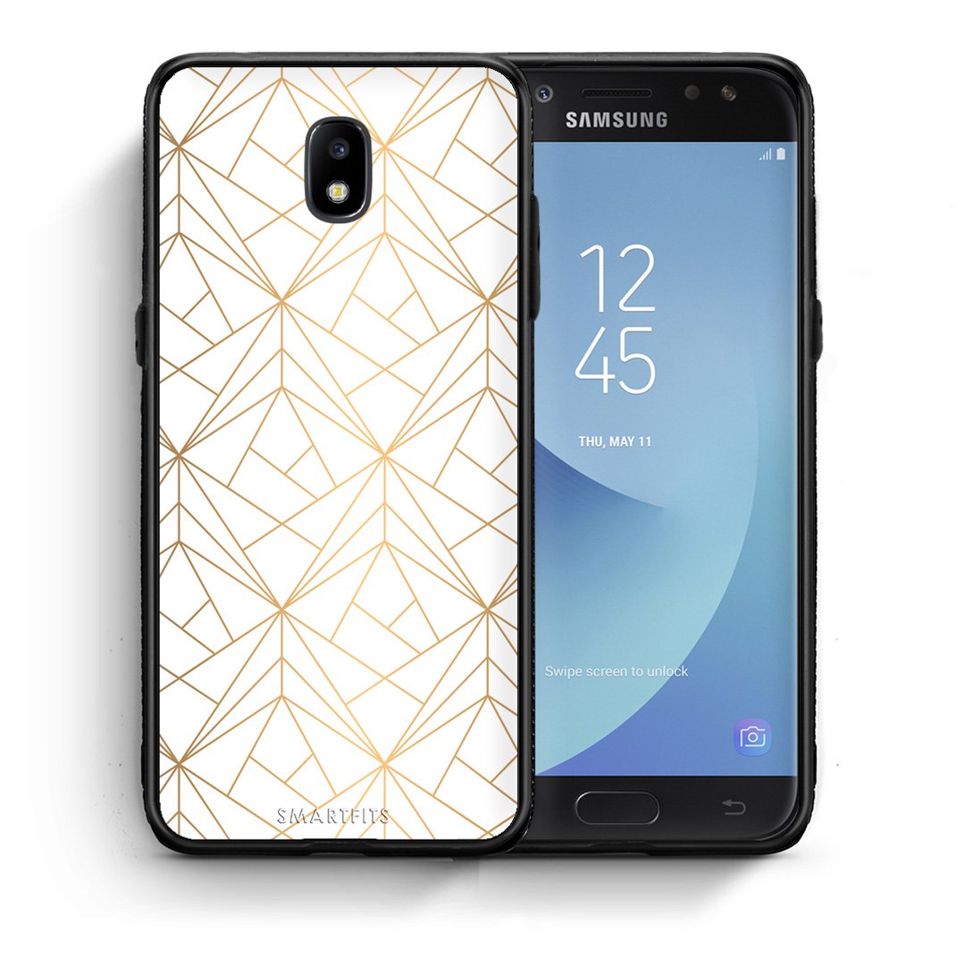 Θήκη Samsung J5 2017 Luxury White Geometric από τη Smartfits με σχέδιο στο πίσω μέρος και μαύρο περίβλημα | Samsung J5 2017 Luxury White Geometric case with colorful back and black bezels