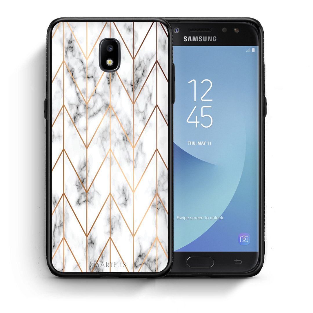 Θήκη Samsung J5 2017 Gold Geometric Marble από τη Smartfits με σχέδιο στο πίσω μέρος και μαύρο περίβλημα | Samsung J5 2017 Gold Geometric Marble case with colorful back and black bezels