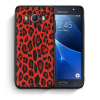 Thumbnail for Θήκη Samsung J7 2016 Red Leopard Animal από τη Smartfits με σχέδιο στο πίσω μέρος και μαύρο περίβλημα | Samsung J7 2016 Red Leopard Animal case with colorful back and black bezels