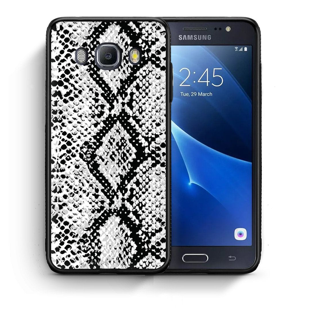 Θήκη Samsung J7 2016 White Snake Animal από τη Smartfits με σχέδιο στο πίσω μέρος και μαύρο περίβλημα | Samsung J7 2016 White Snake Animal case with colorful back and black bezels