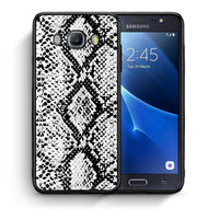 Thumbnail for Θήκη Samsung J7 2016 White Snake Animal από τη Smartfits με σχέδιο στο πίσω μέρος και μαύρο περίβλημα | Samsung J7 2016 White Snake Animal case with colorful back and black bezels