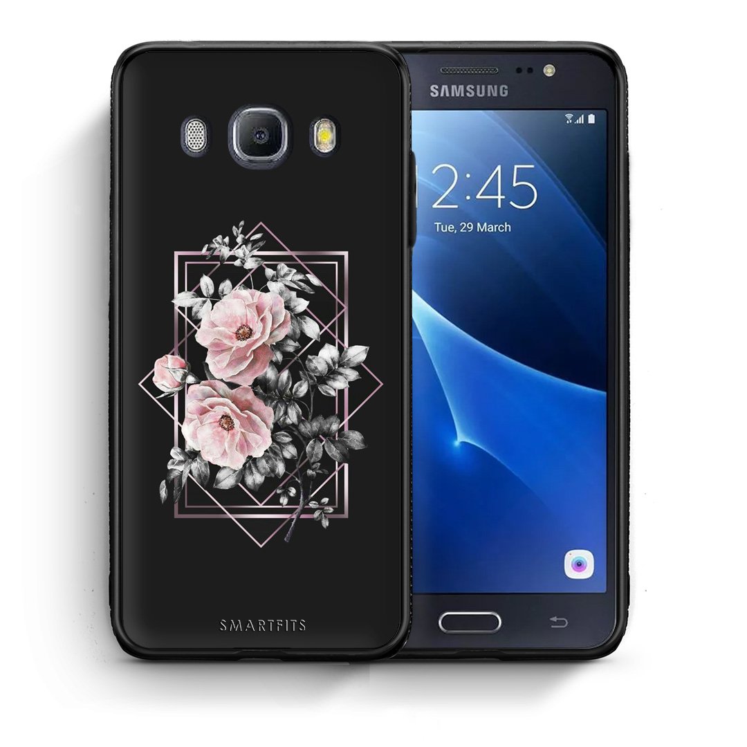 Θήκη Samsung J7 2016 Frame Flower από τη Smartfits με σχέδιο στο πίσω μέρος και μαύρο περίβλημα | Samsung J7 2016 Frame Flower case with colorful back and black bezels