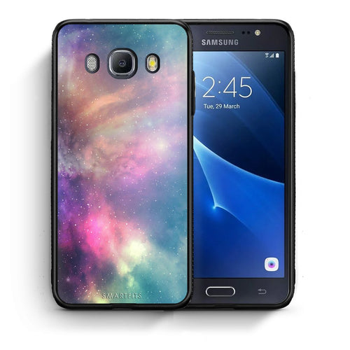 Θήκη Samsung J7 2016 Rainbow Galaxy από τη Smartfits με σχέδιο στο πίσω μέρος και μαύρο περίβλημα | Samsung J7 2016 Rainbow Galaxy case with colorful back and black bezels