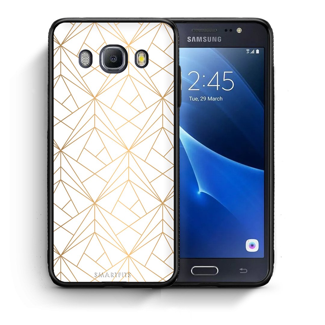 Θήκη Samsung J7 2016 Luxury White Geometric από τη Smartfits με σχέδιο στο πίσω μέρος και μαύρο περίβλημα | Samsung J7 2016 Luxury White Geometric case with colorful back and black bezels