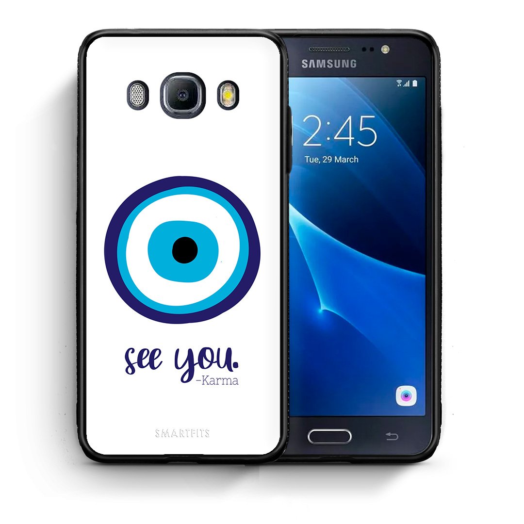 Θήκη Samsung J7 2016 Karma Says από τη Smartfits με σχέδιο στο πίσω μέρος και μαύρο περίβλημα | Samsung J7 2016 Karma Says case with colorful back and black bezels
