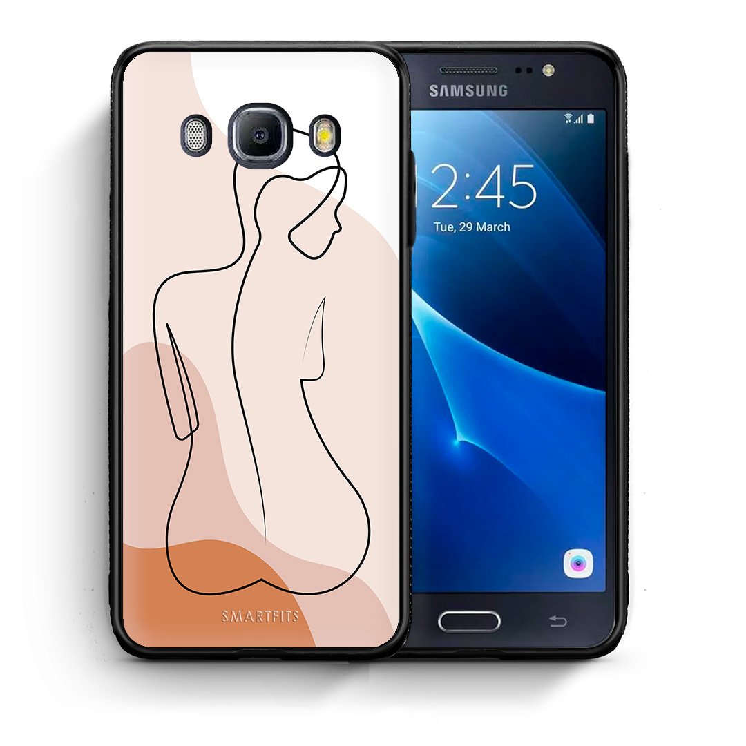 Θήκη Samsung J7 2016 LineArt Woman από τη Smartfits με σχέδιο στο πίσω μέρος και μαύρο περίβλημα | Samsung J7 2016 LineArt Woman case with colorful back and black bezels