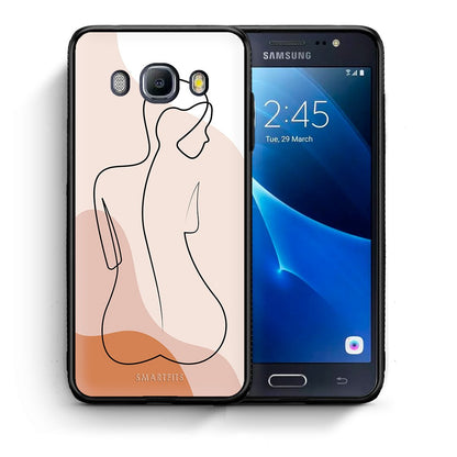 Θήκη Samsung J7 2016 LineArt Woman από τη Smartfits με σχέδιο στο πίσω μέρος και μαύρο περίβλημα | Samsung J7 2016 LineArt Woman case with colorful back and black bezels