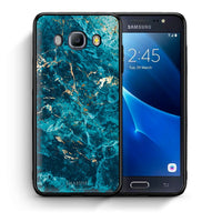 Thumbnail for Θήκη Samsung J7 2016 Marble Blue από τη Smartfits με σχέδιο στο πίσω μέρος και μαύρο περίβλημα | Samsung J7 2016 Marble Blue case with colorful back and black bezels