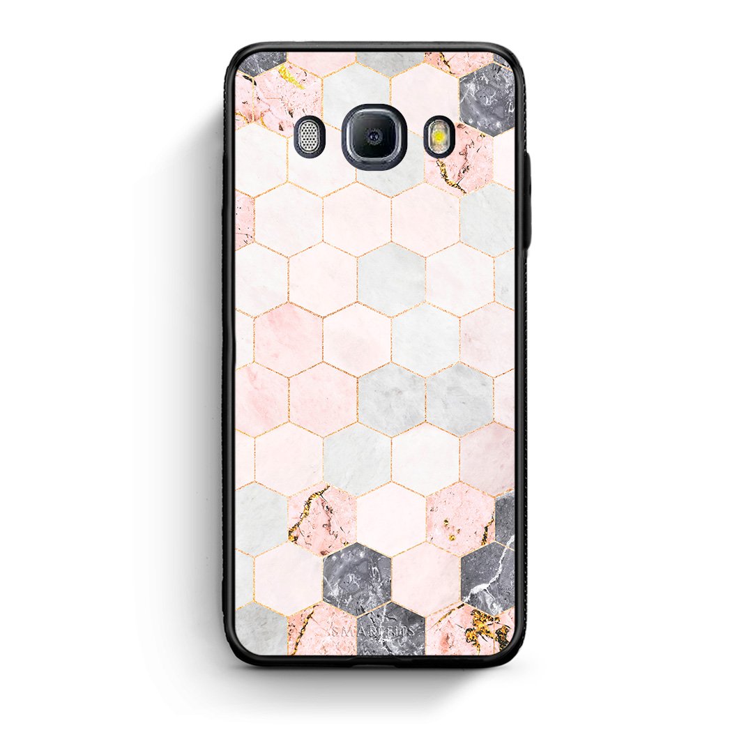 4 - Samsung J7 2016 Hexagon Pink Marble case, cover, bumper