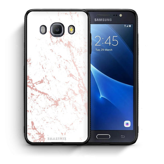 Θήκη Samsung J7 2016 Pink Splash Marble από τη Smartfits με σχέδιο στο πίσω μέρος και μαύρο περίβλημα | Samsung J7 2016 Pink Splash Marble case with colorful back and black bezels