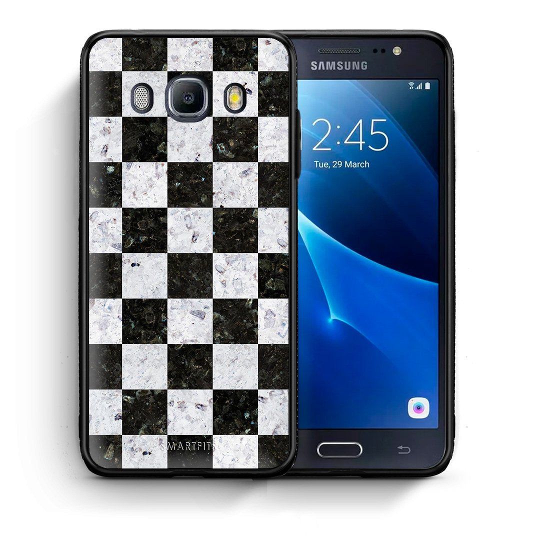 Θήκη Samsung J7 2016 Square Geometric Marble από τη Smartfits με σχέδιο στο πίσω μέρος και μαύρο περίβλημα | Samsung J7 2016 Square Geometric Marble case with colorful back and black bezels