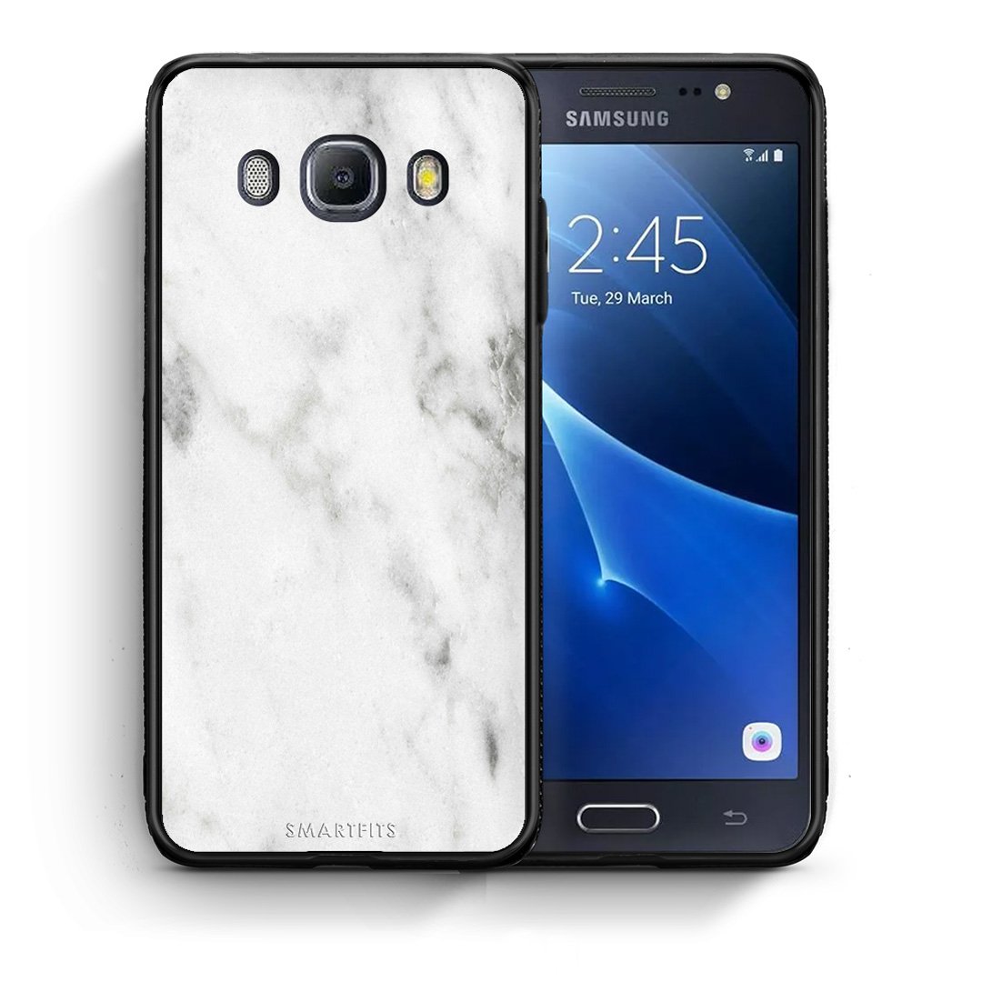 Θήκη Samsung J7 2016 White Marble από τη Smartfits με σχέδιο στο πίσω μέρος και μαύρο περίβλημα | Samsung J7 2016 White Marble case with colorful back and black bezels