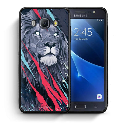 Θήκη Samsung J7 2016 Lion Designer PopArt από τη Smartfits με σχέδιο στο πίσω μέρος και μαύρο περίβλημα | Samsung J7 2016 Lion Designer PopArt case with colorful back and black bezels