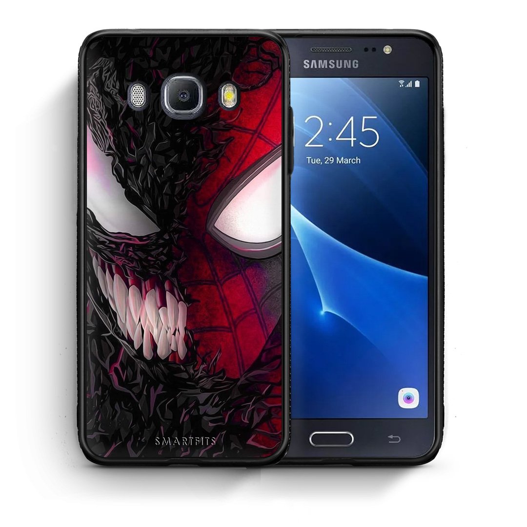Θήκη Samsung J7 2016 SpiderVenom PopArt από τη Smartfits με σχέδιο στο πίσω μέρος και μαύρο περίβλημα | Samsung J7 2016 SpiderVenom PopArt case with colorful back and black bezels