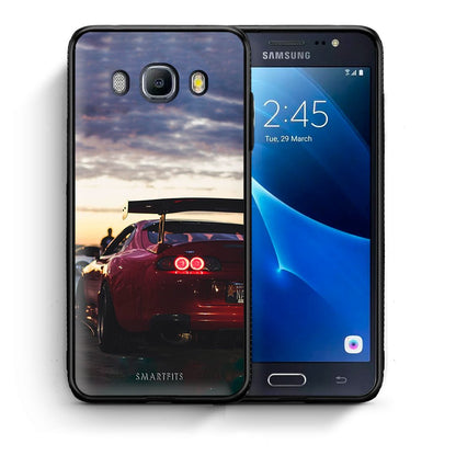 Θήκη Samsung J7 2016 Racing Supra από τη Smartfits με σχέδιο στο πίσω μέρος και μαύρο περίβλημα | Samsung J7 2016 Racing Supra case with colorful back and black bezels