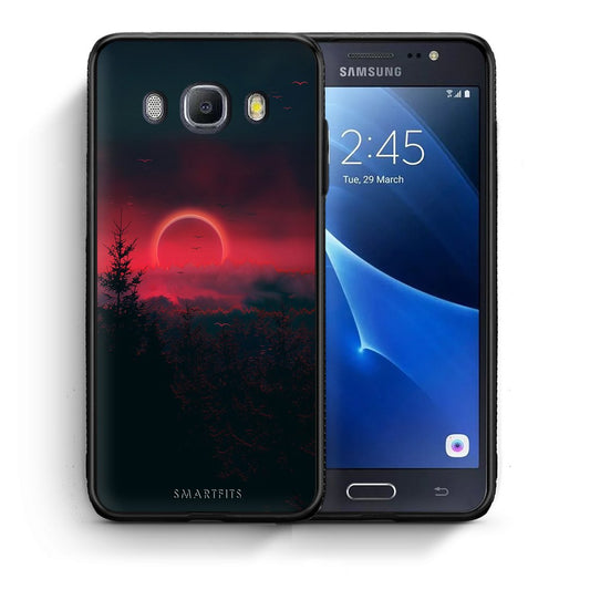 Θήκη Samsung J7 2016 Sunset Tropic από τη Smartfits με σχέδιο στο πίσω μέρος και μαύρο περίβλημα | Samsung J7 2016 Sunset Tropic case with colorful back and black bezels