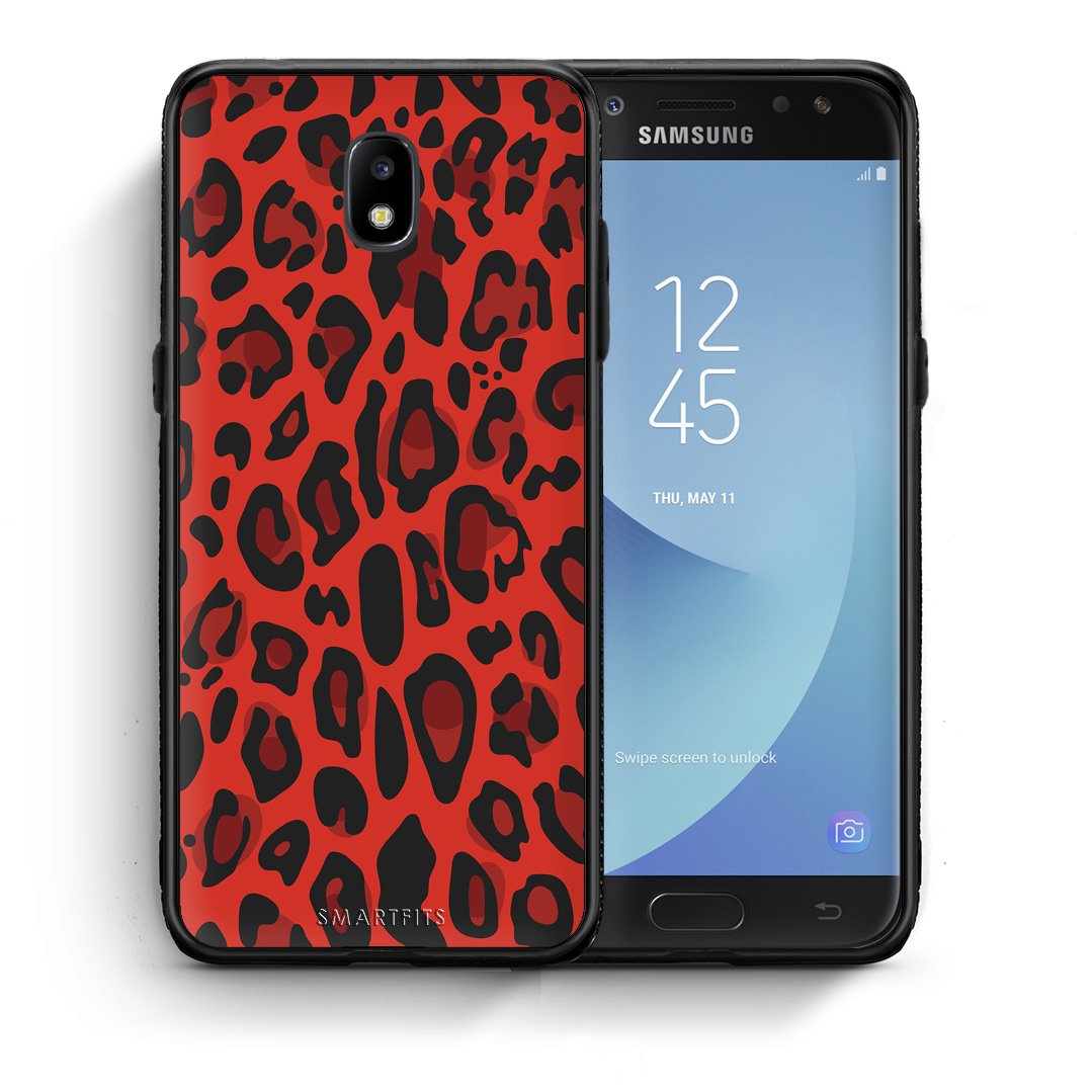 Θήκη Samsung J5 2017 Red Leopard Animal από τη Smartfits με σχέδιο στο πίσω μέρος και μαύρο περίβλημα | Samsung J5 2017 Red Leopard Animal case with colorful back and black bezels
