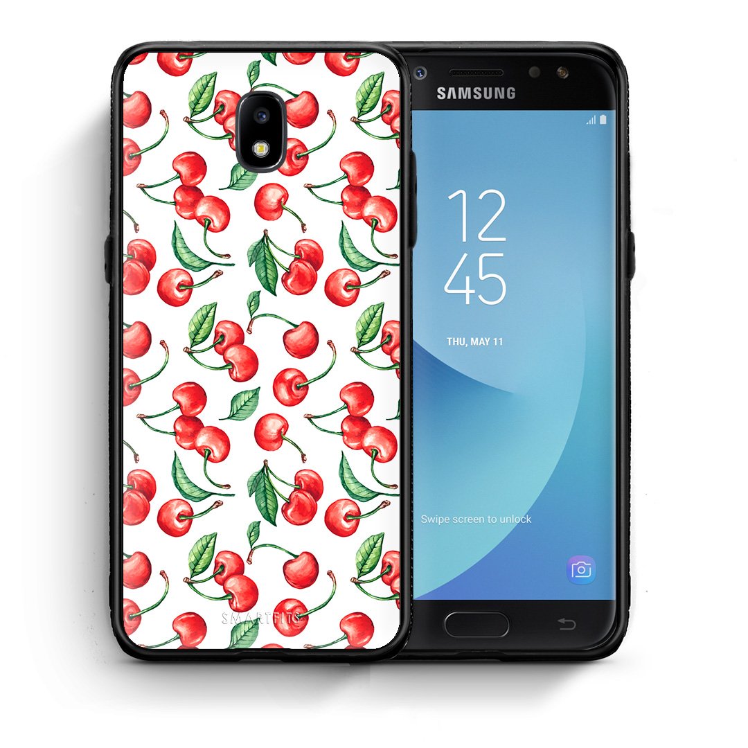 Θήκη Samsung J7 2017 Cherry Summer από τη Smartfits με σχέδιο στο πίσω μέρος και μαύρο περίβλημα | Samsung J7 2017 Cherry Summer case with colorful back and black bezels