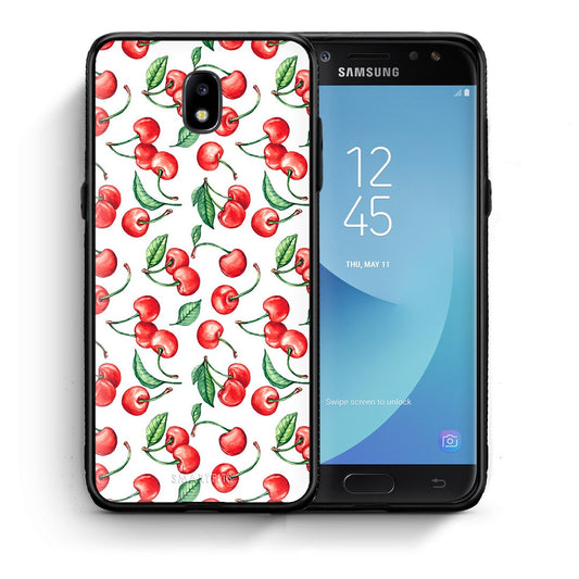 Θήκη Samsung J7 2017 Cherry Summer από τη Smartfits με σχέδιο στο πίσω μέρος και μαύρο περίβλημα | Samsung J7 2017 Cherry Summer case with colorful back and black bezels