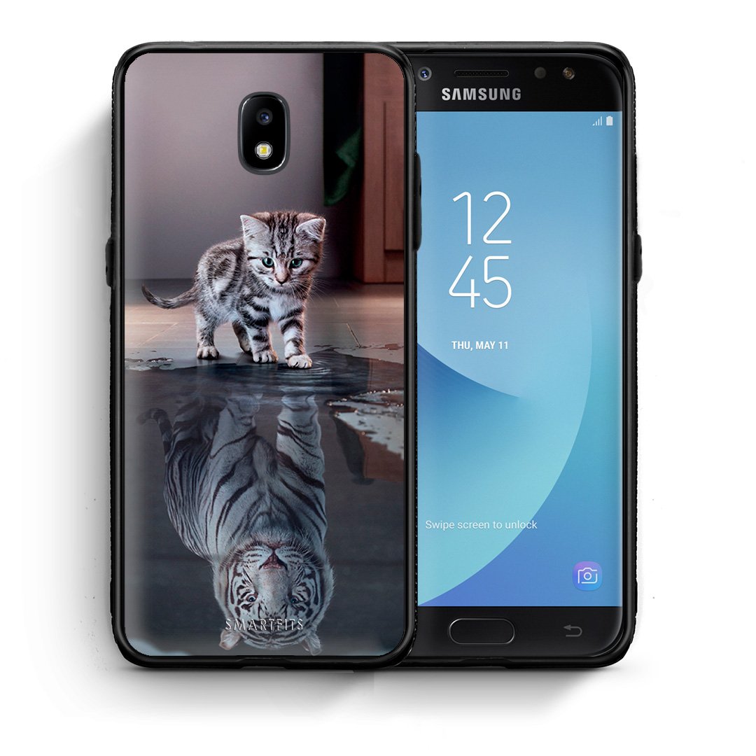 Θήκη Samsung J7 2017 Tiger Cute από τη Smartfits με σχέδιο στο πίσω μέρος και μαύρο περίβλημα | Samsung J7 2017 Tiger Cute case with colorful back and black bezels