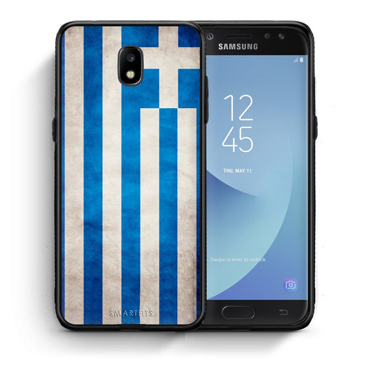 Θήκη Samsung J7 2017 Greek Flag από τη Smartfits με σχέδιο στο πίσω μέρος και μαύρο περίβλημα | Samsung J7 2017 Greek Flag case with colorful back and black bezels