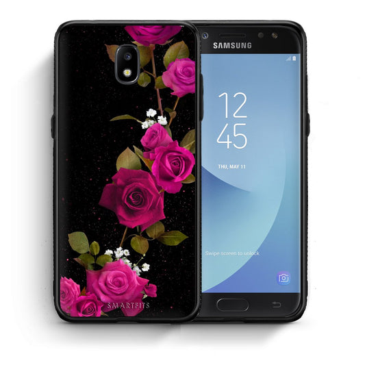 Θήκη Samsung J7 2017 Red Roses Flower από τη Smartfits με σχέδιο στο πίσω μέρος και μαύρο περίβλημα | Samsung J7 2017 Red Roses Flower case with colorful back and black bezels