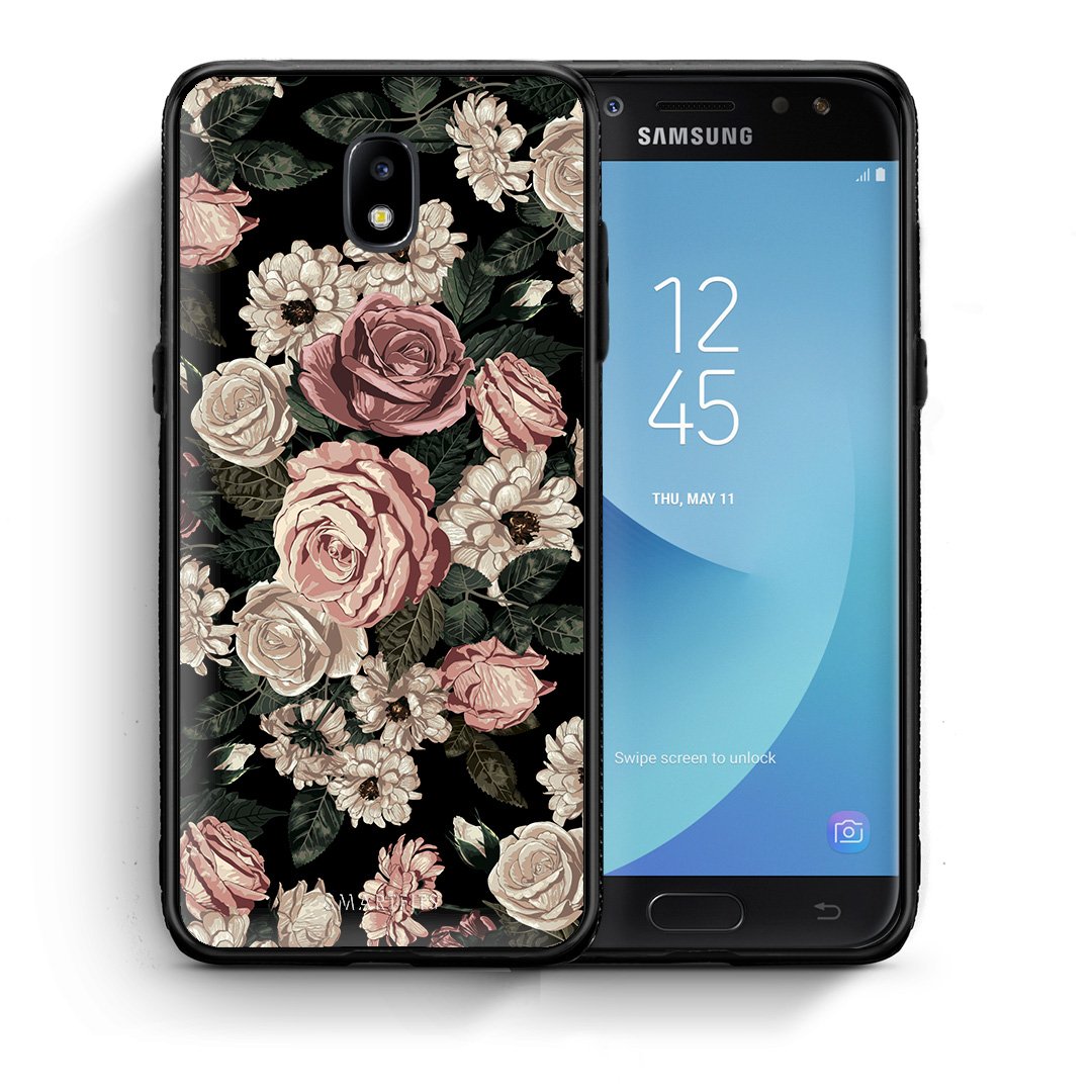 Θήκη Samsung J7 2017 Wild Roses Flower από τη Smartfits με σχέδιο στο πίσω μέρος και μαύρο περίβλημα | Samsung J7 2017 Wild Roses Flower case with colorful back and black bezels
