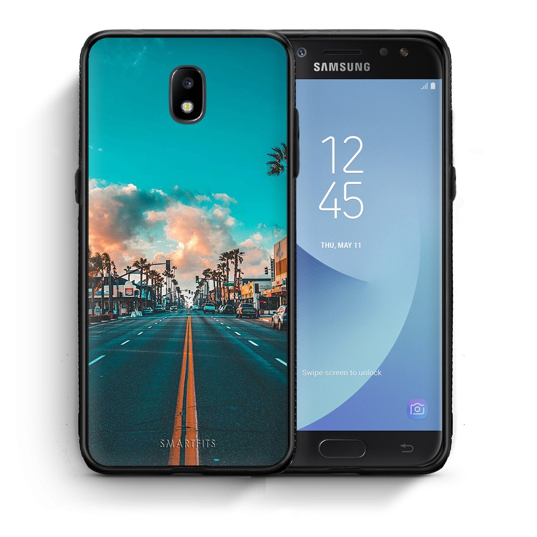 Θήκη Samsung J7 2017 City Landscape από τη Smartfits με σχέδιο στο πίσω μέρος και μαύρο περίβλημα | Samsung J7 2017 City Landscape case with colorful back and black bezels