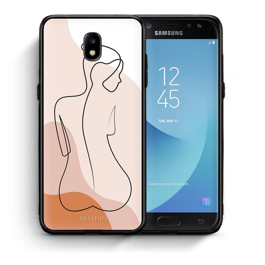 Θήκη Samsung J7 2017 LineArt Woman από τη Smartfits με σχέδιο στο πίσω μέρος και μαύρο περίβλημα | Samsung J7 2017 LineArt Woman case with colorful back and black bezels