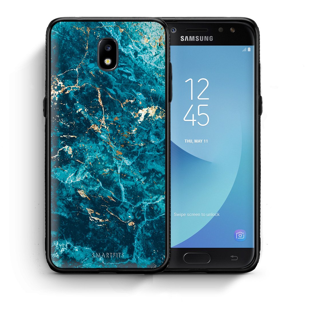 Θήκη Samsung J5 2017 Marble Blue από τη Smartfits με σχέδιο στο πίσω μέρος και μαύρο περίβλημα | Samsung J5 2017 Marble Blue case with colorful back and black bezels